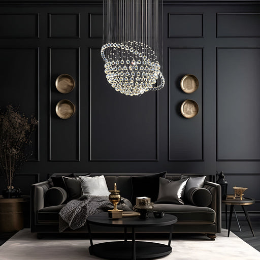 Modern Star Sphere Rain Drop Chandelier with Orbit-living-room-1|Feyran