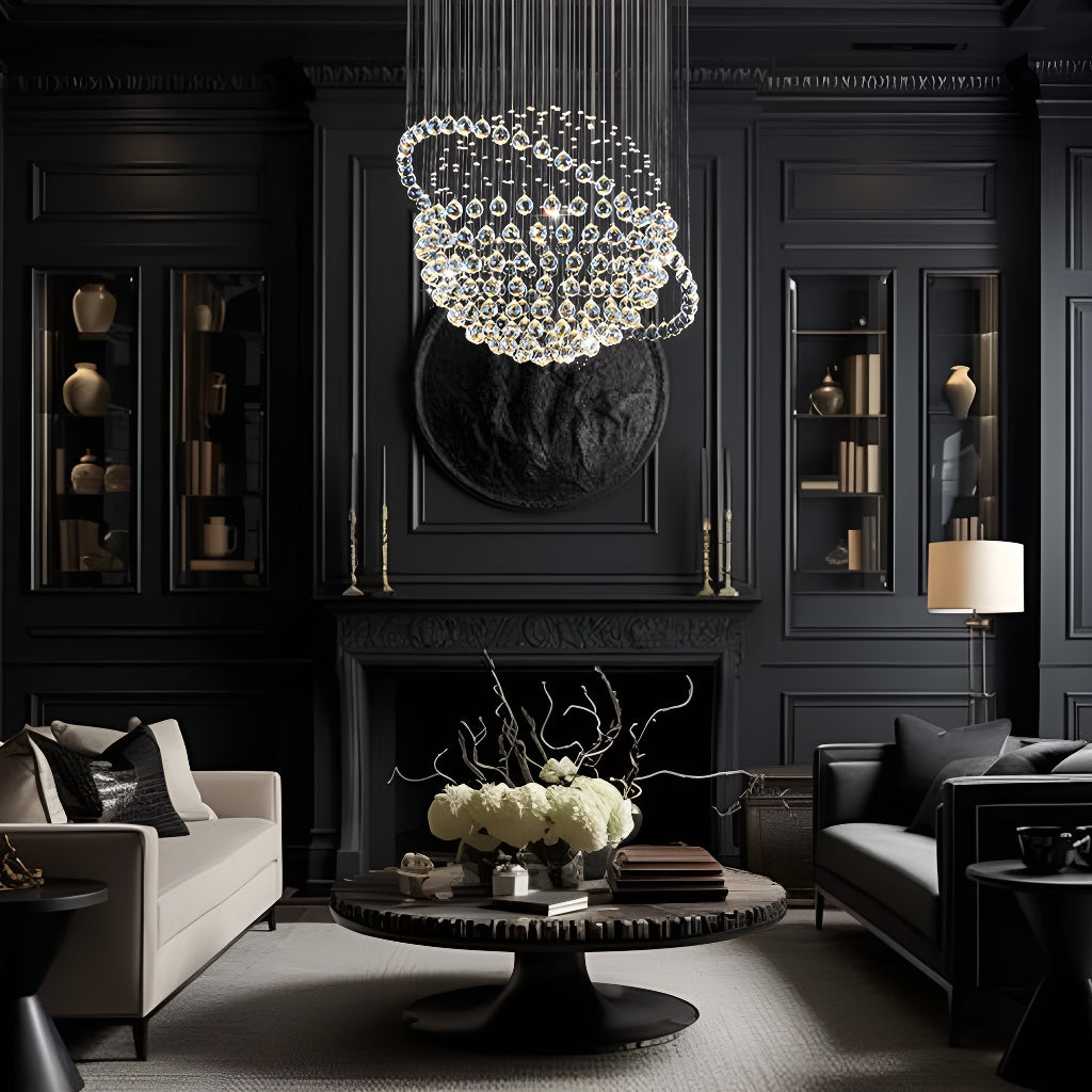 Modern Star Sphere Rain Drop Chandelier with Orbit-living-room-2|Feyran