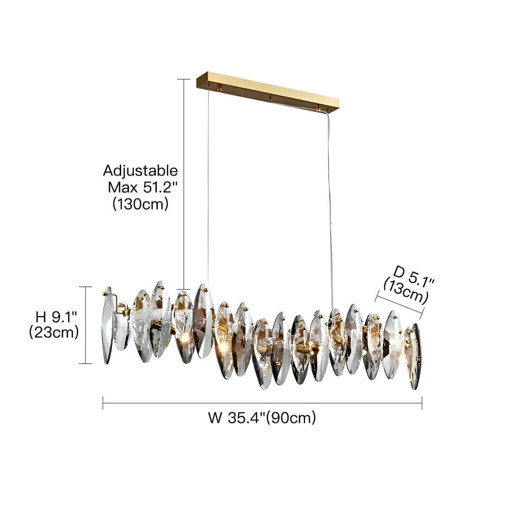 Modern Unique Wave Crystal Chandelier-size | Feyran
