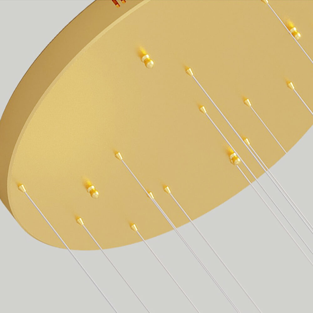 Multi Gold LED Ring Chandelier Staircase Pendant Light details-2 | Feyran
