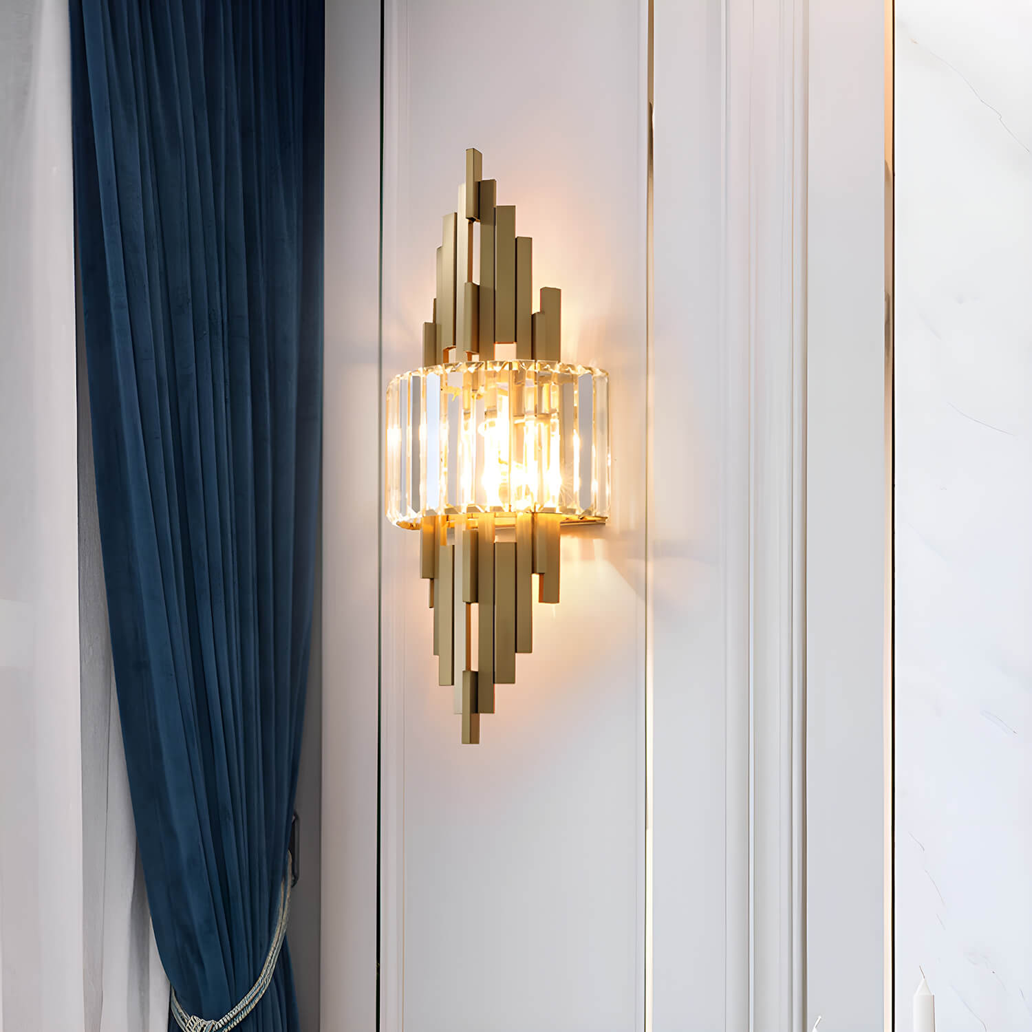 New Modern Luxury Crystal Wall Lamp for Living Room TV Background Wall Creative and Atmospheric Bedroom Bedside Wall Light-living-room-3 | Feyran