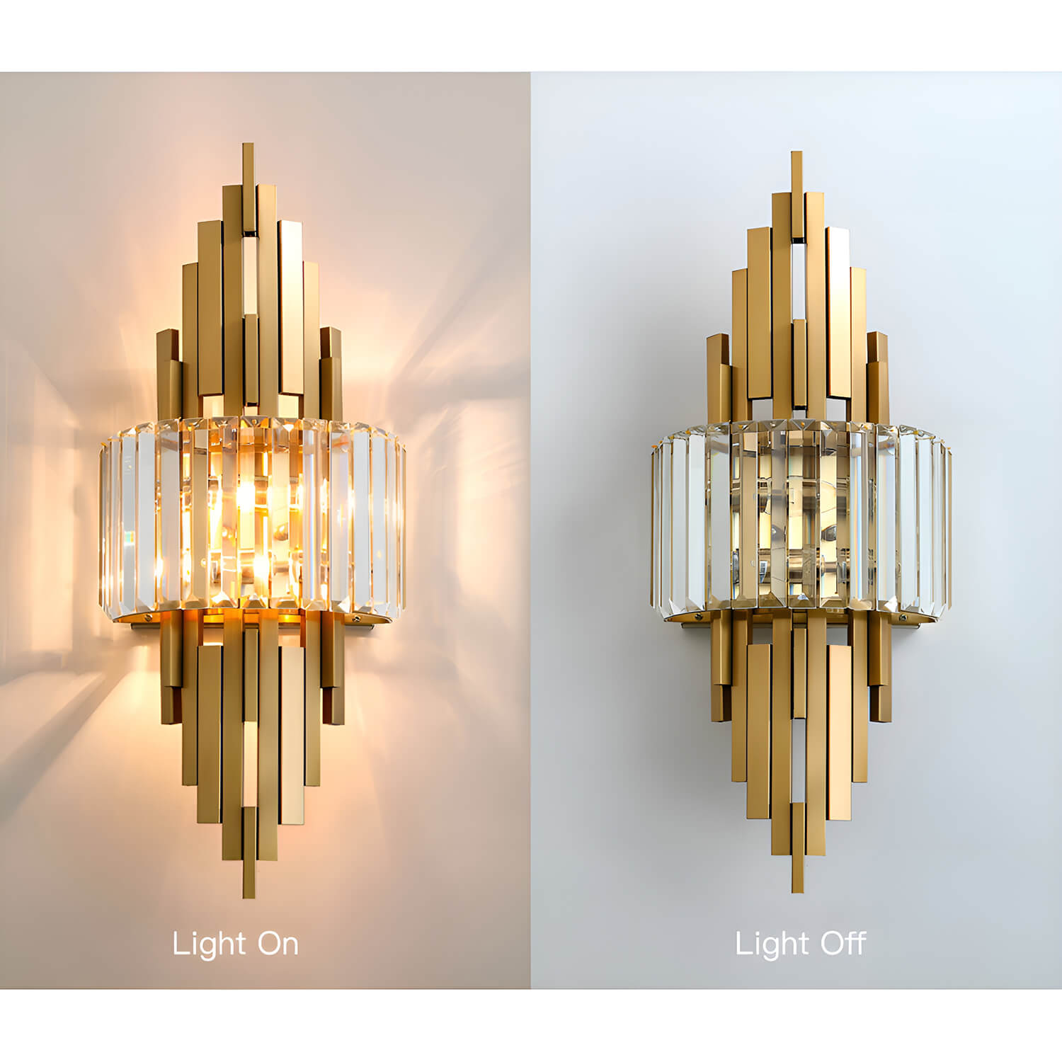 New Modern Luxury Crystal Wall Lamp for Living Room TV Background Wall Creative and Atmospheric Bedroom Bedside Wall Light-turn-on-off | Feyran
