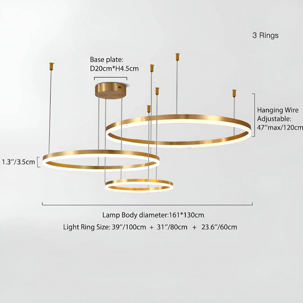 Nordic Elegance Modern Tiered Rings Pendant Light for Stylish Living Spaces-size-3-rings| Feyran