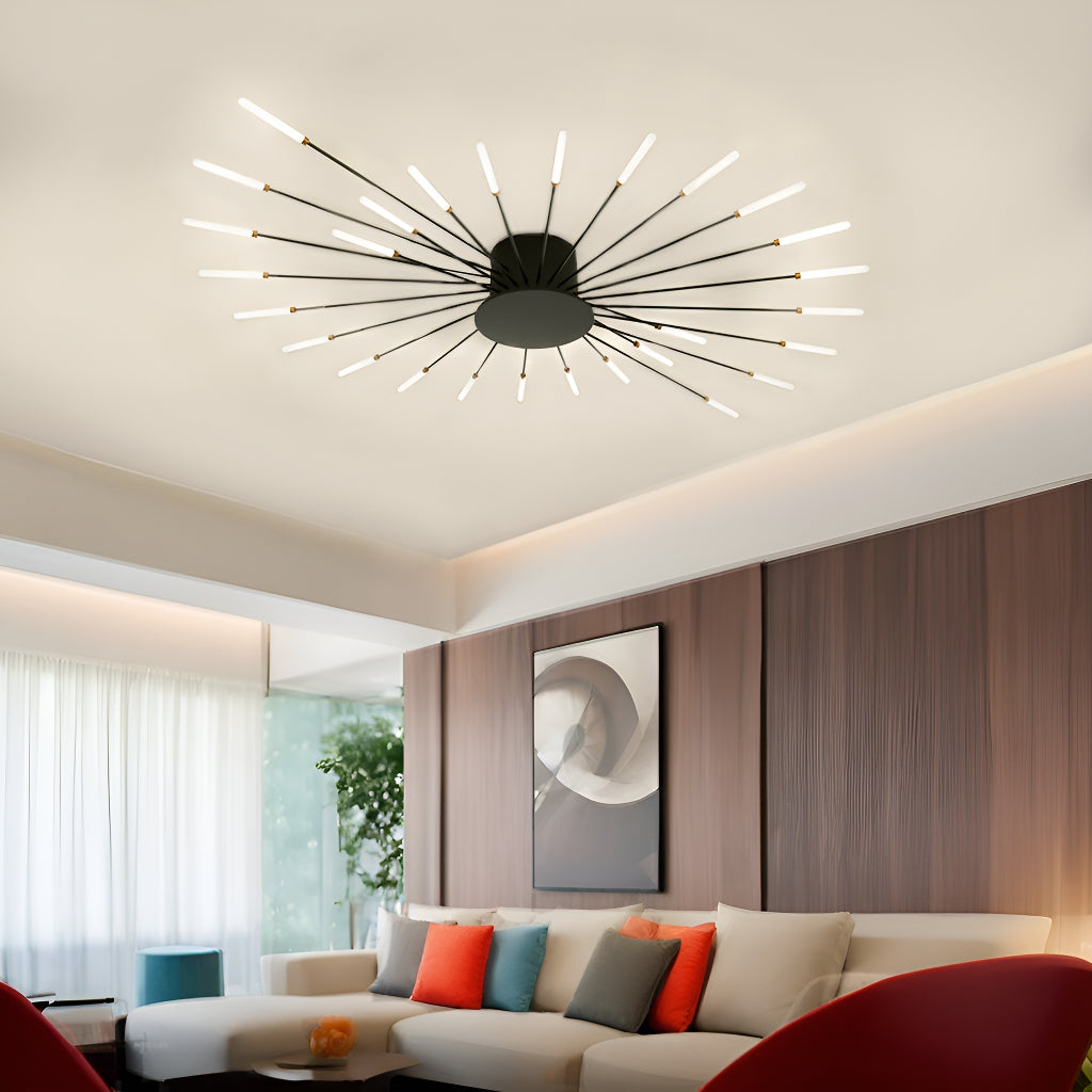 Nordic Style Ceiling Light for Living and Dining Rooms LED Chandelier with Swirling Firework Design-living-room-1 |Feyran