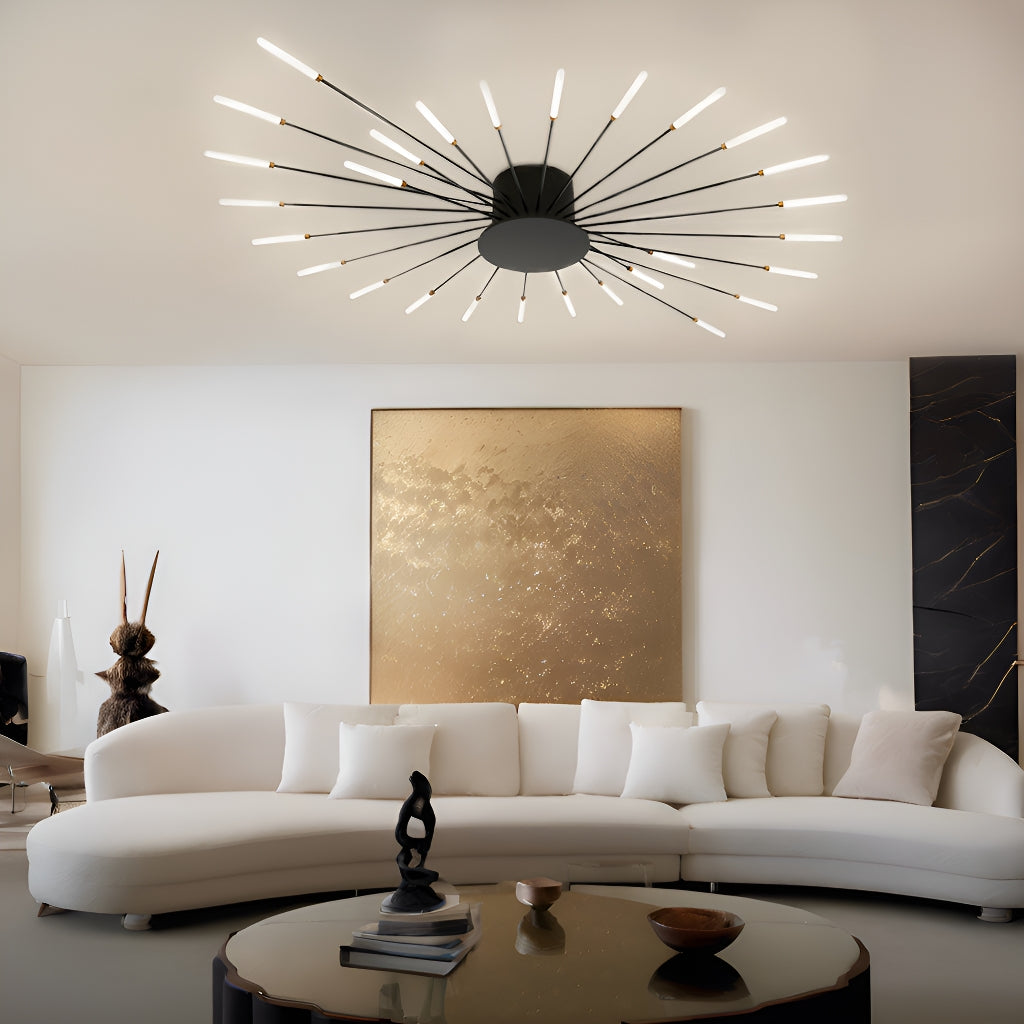 Nordic Style Ceiling Light for Living and Dining Rooms LED Chandelier with Swirling Firework Design-living-room-2 |Feyran