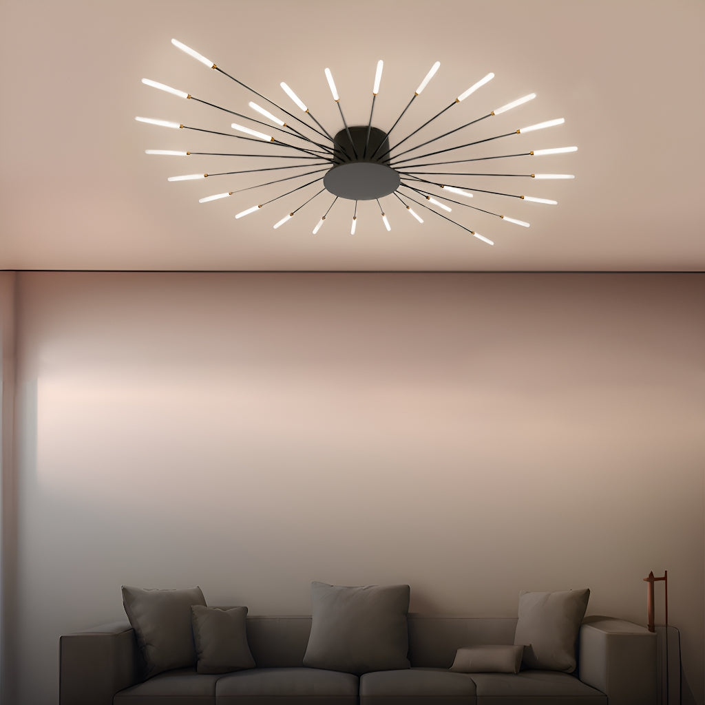 Nordic Style Ceiling Light for Living and Dining Rooms LED Chandelier with Swirling Firework Design-living-room-4 |Feyran