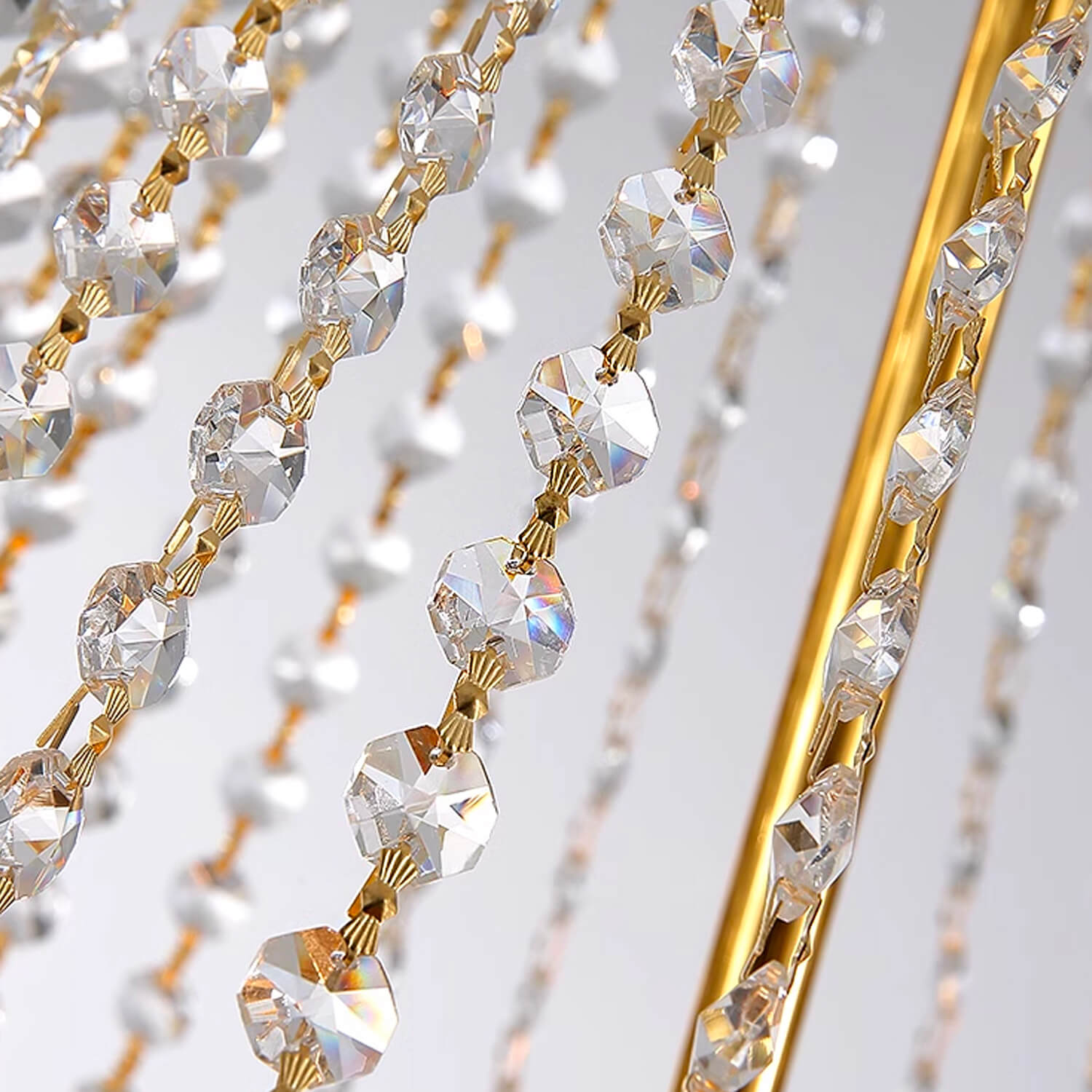 Golden Modern Luxury Living Room Crystal Chandelier texture |Feyran