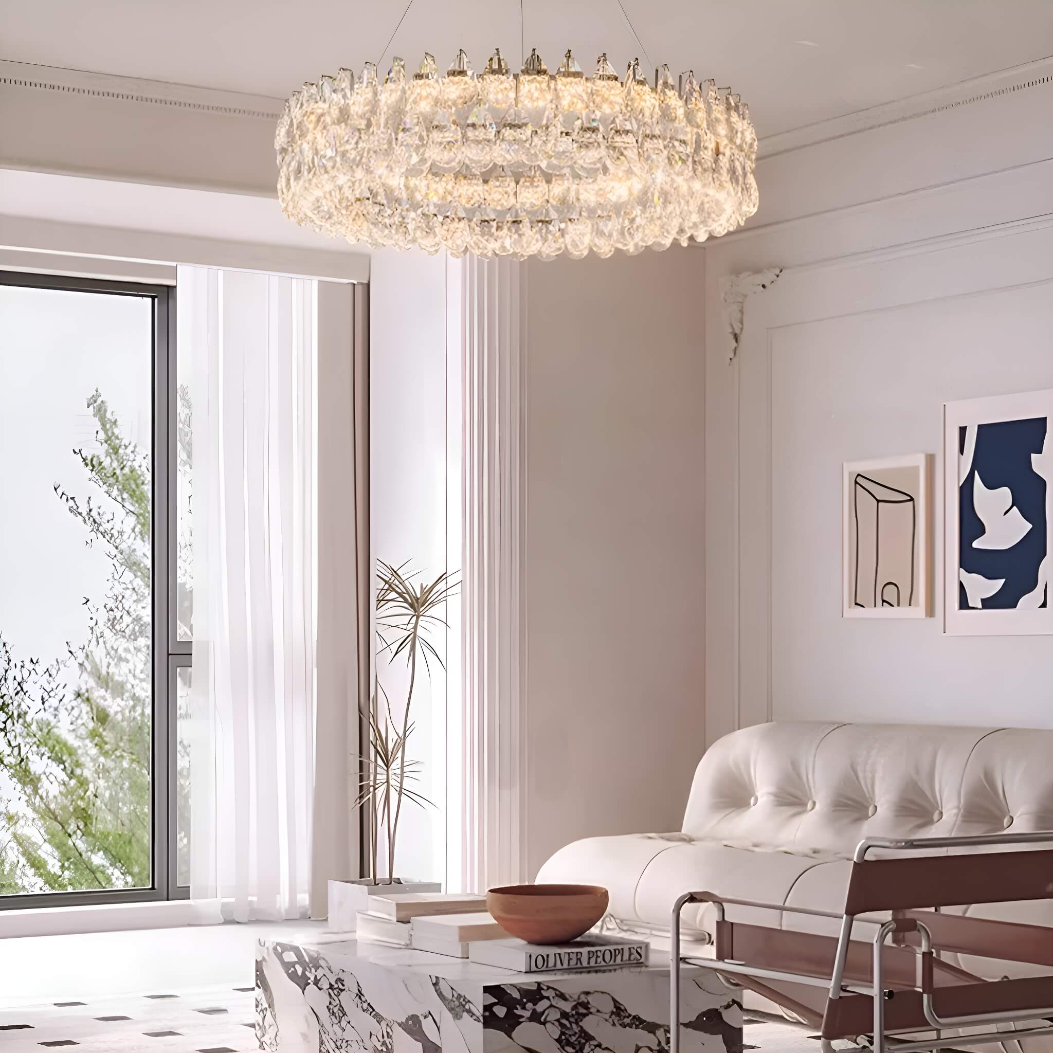 One Ring Crystal Pendant Light Living Room-3 | Feyran