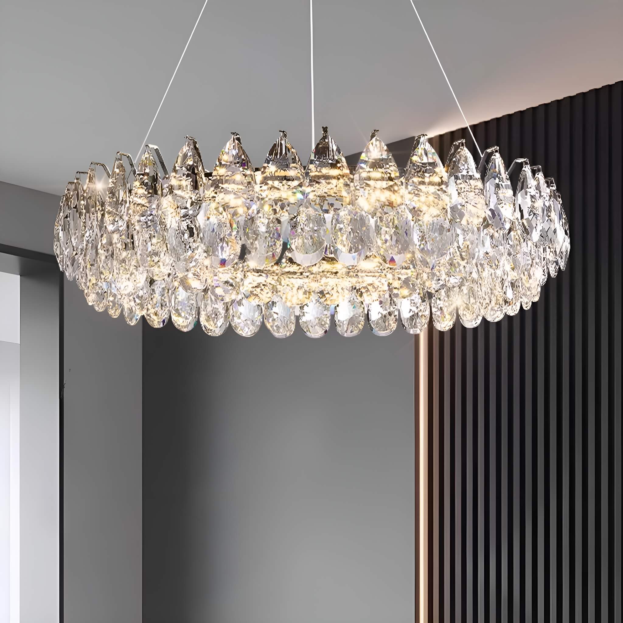 One Ring Crystal Pendant Light Living Room-4 | Feyran
