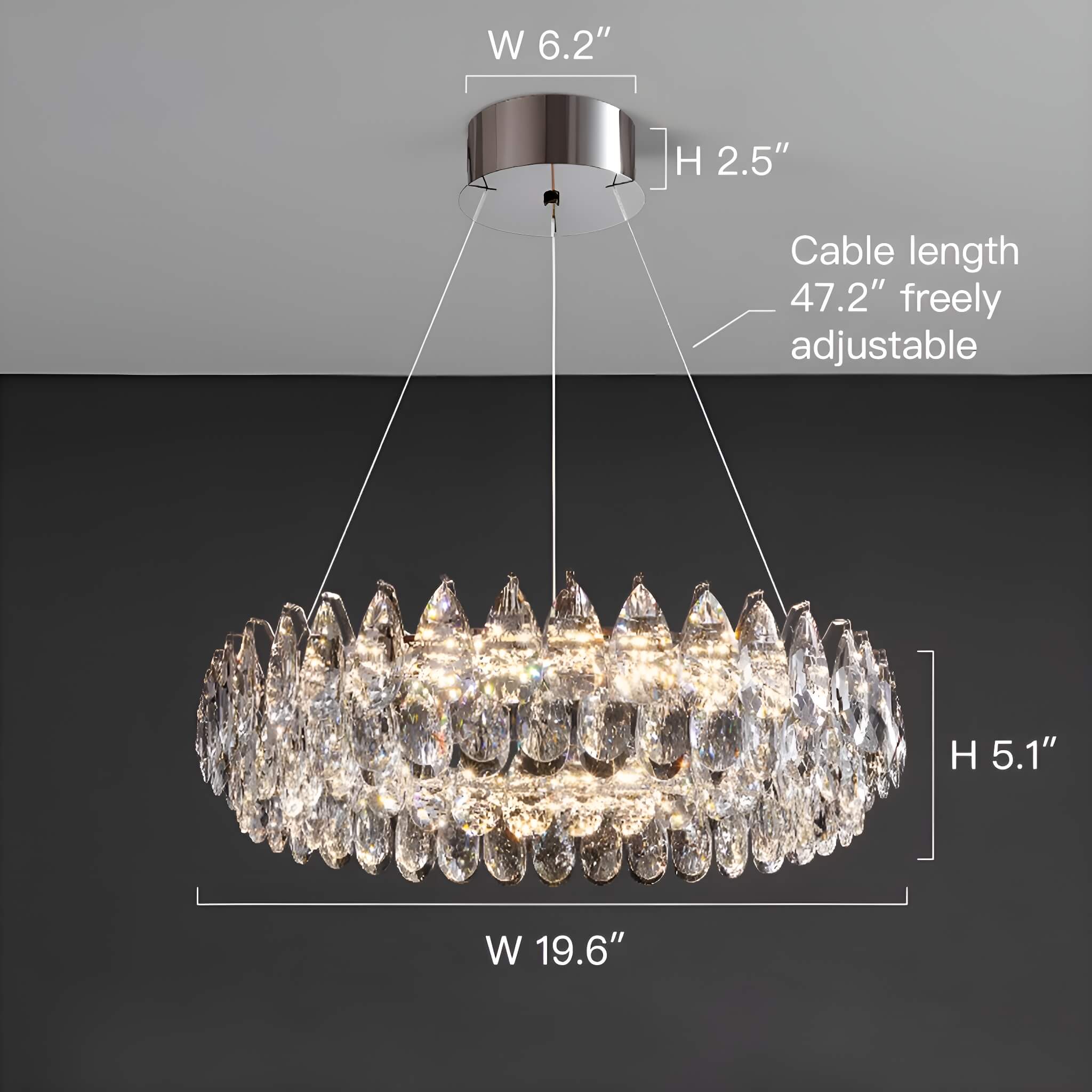 One Ring Crystal Pendant Light Living Room-size | Feyran