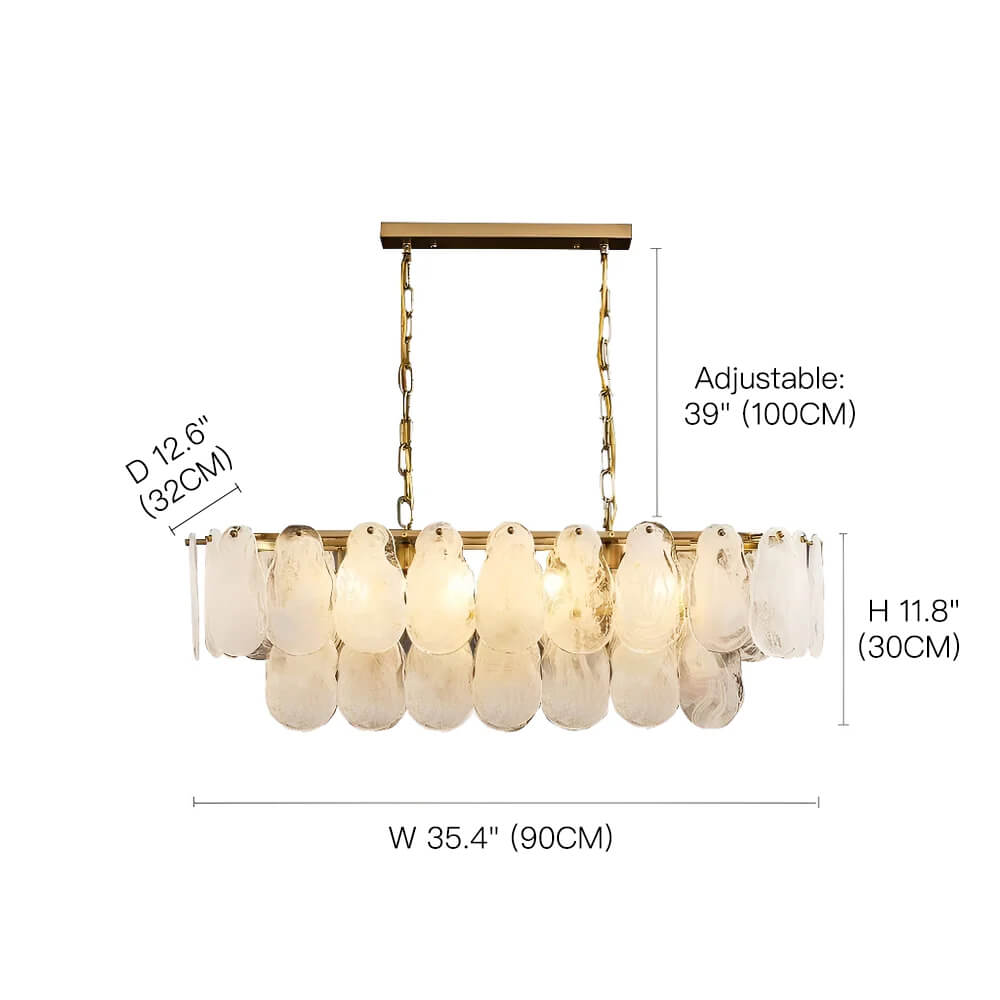 Oval Glass Chandelier Kitchen Island Lighting Fixture-size | Feyran