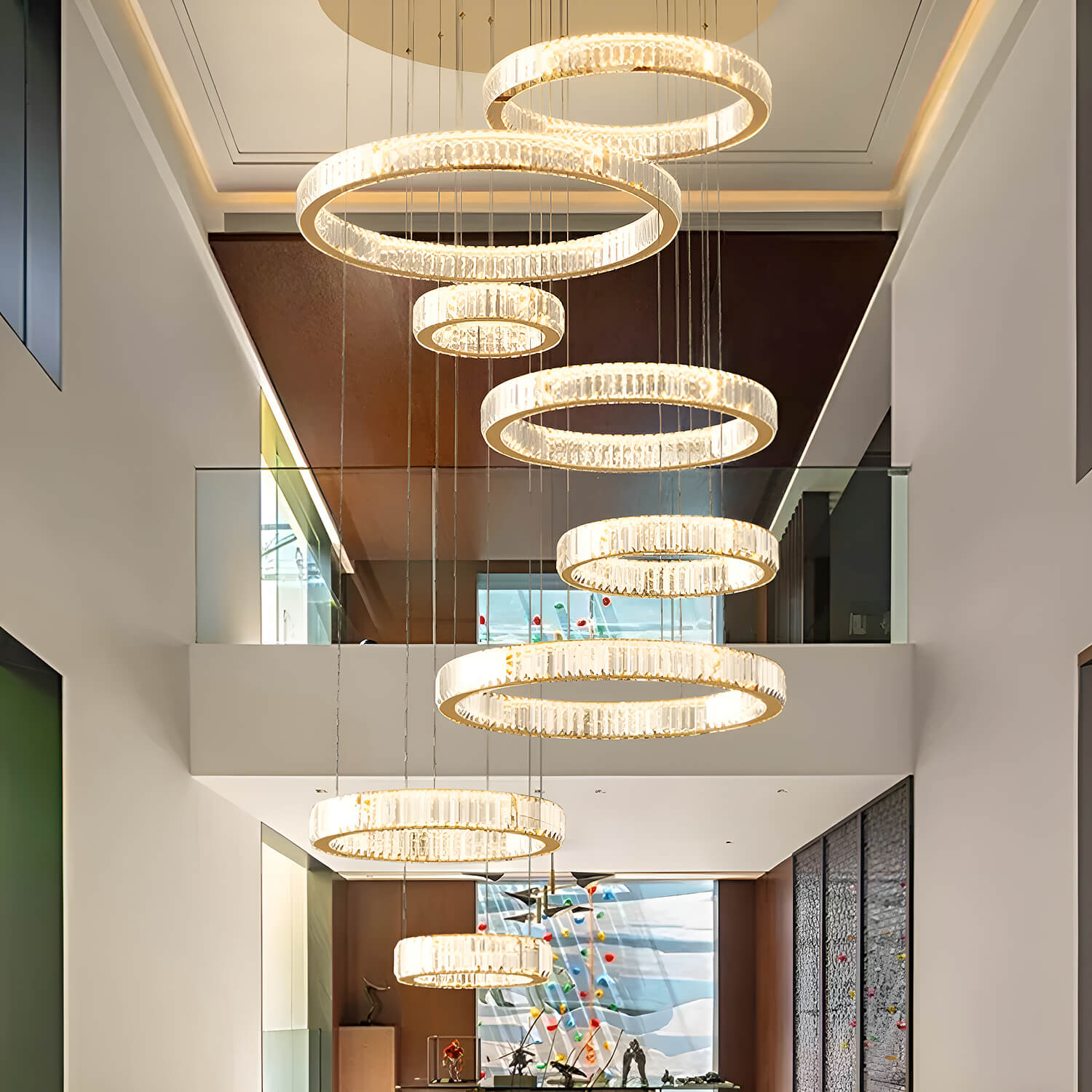 Oversized Multi-Tiered Rings Crystal Chandelier-entryway-1|Feyran