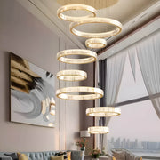 Oversized Multi-Tiered Rings Crystal Chandelier-entryway-3|Feyran