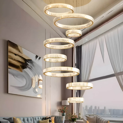 Oversized Multi-Tiered Rings Crystal Chandelier-entryway-3|Feyran