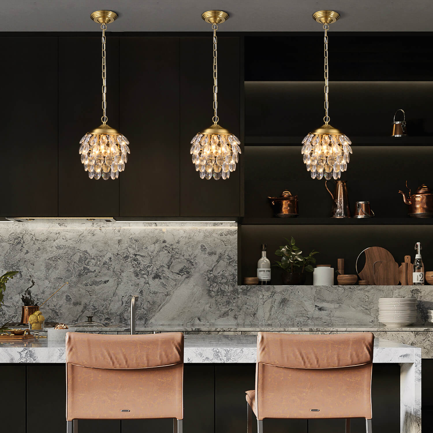 Pine Cone Shape Crystal Chandelier-dining-room-1|Feyran