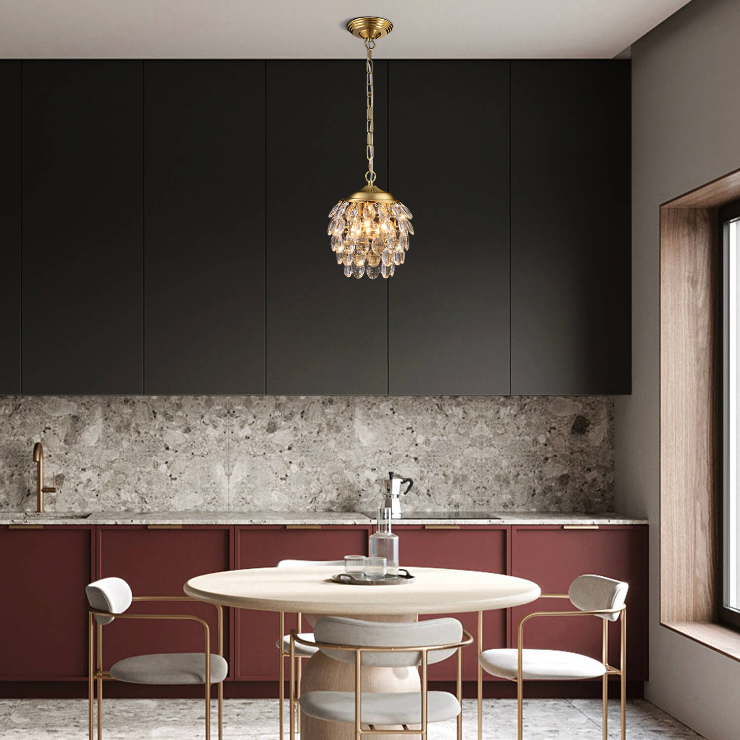 Pine Cone Shape Crystal Chandelier-dining-room-2|Feyran