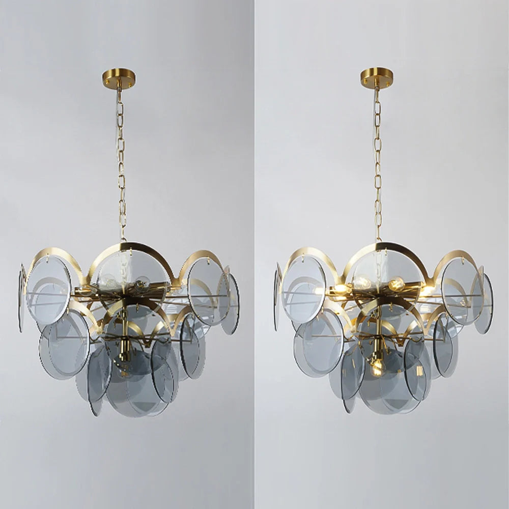 post-modern-glass-disc-chandelier-ch425-smoke-gray-lighting-effect-20250710-Feyran-lighting