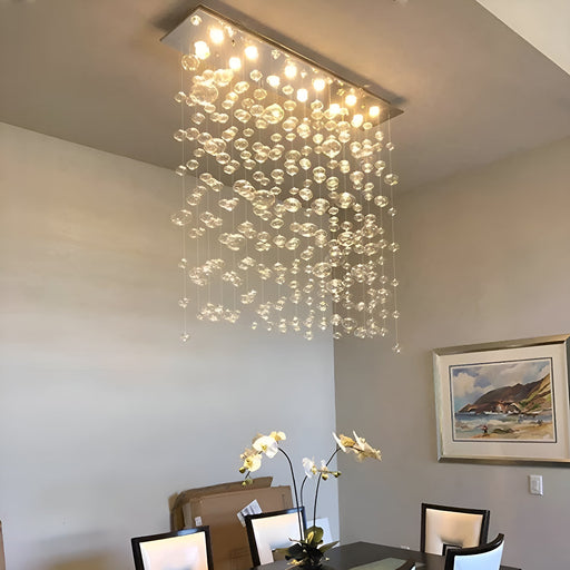 Rectangular Base Bubble Glass Chandelier - Ceiling Lights-dining-room-6|Feyran