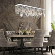 Rectangular Crystal Chandelier With Linear Design - Dining Room-1|Feyran
