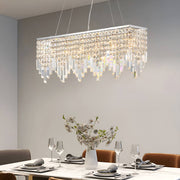Rectangular Crystal Chandelier With Linear Design - Dining Room-3|Feyran