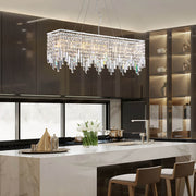 Rectangular Crystal Chandelier With Linear Design - Dining Room-2|Feyran