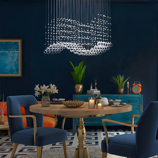 Rectangular Raindrop Wave Crystal Chandelier Ceiling Light-diningroom-1 |Feyran