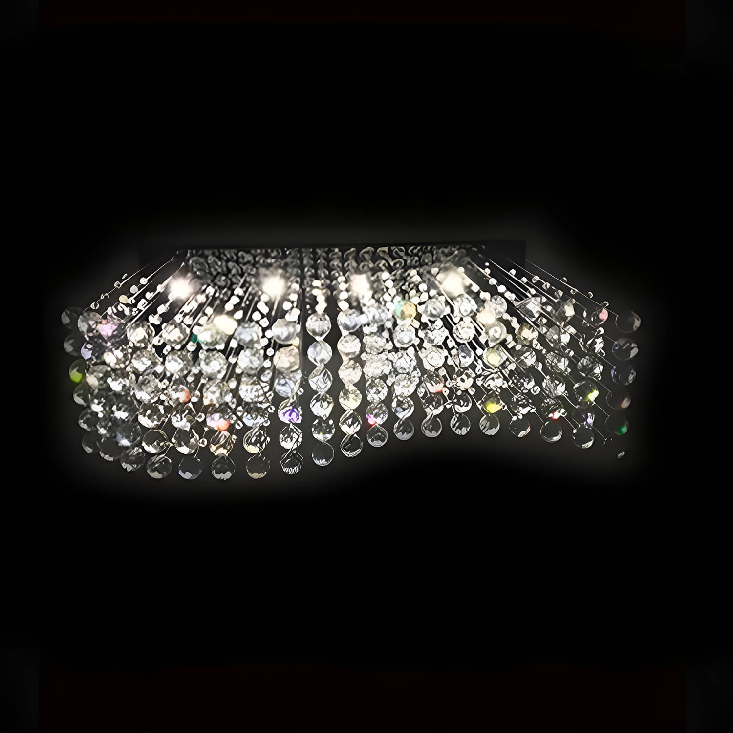 Rectangular Raindrop Wave Crystal Chandelier Ceiling Light-upview-5 |Feyran
