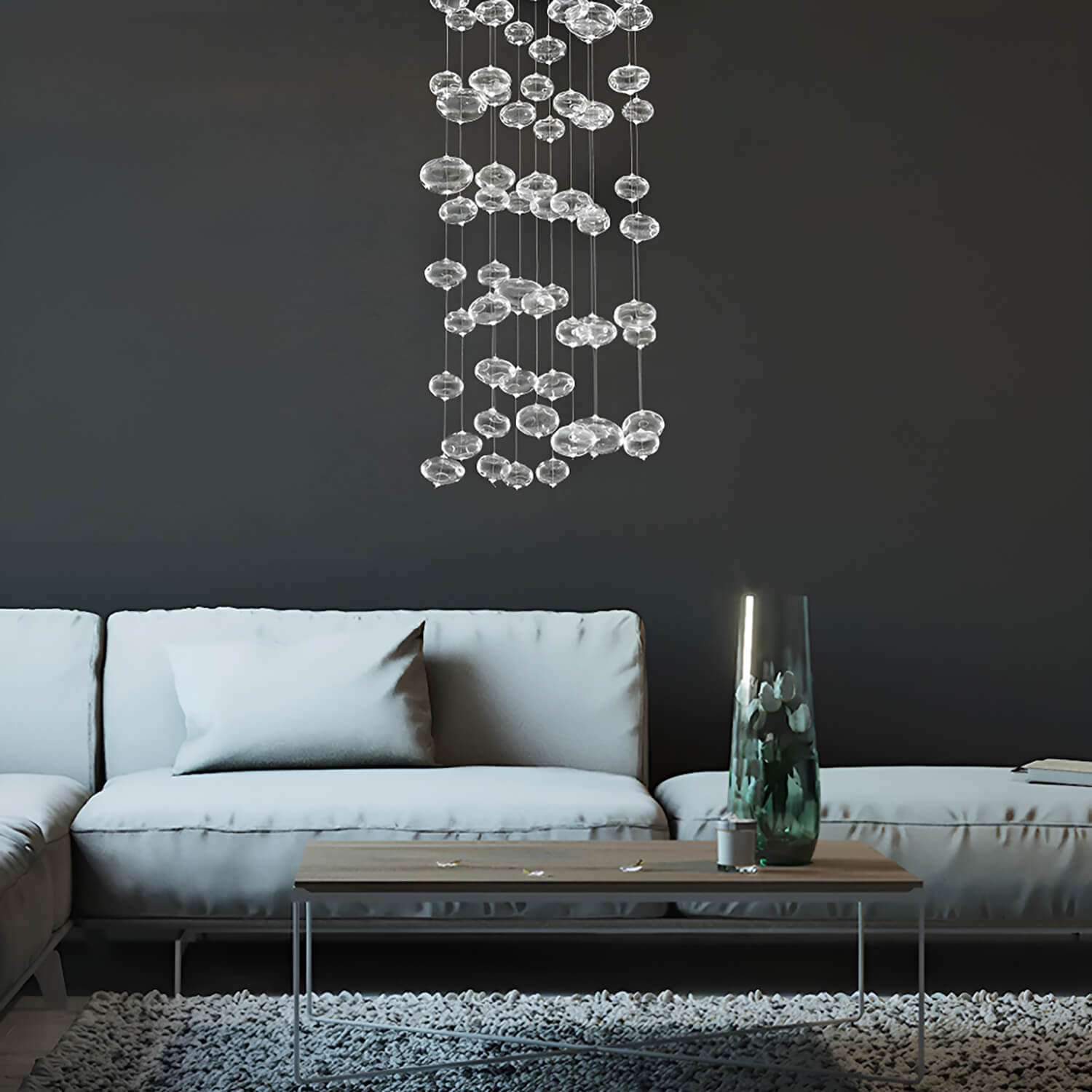 Round Base Bubble Glass Chandelier - Ceiling Light -living room-4 |Feyran