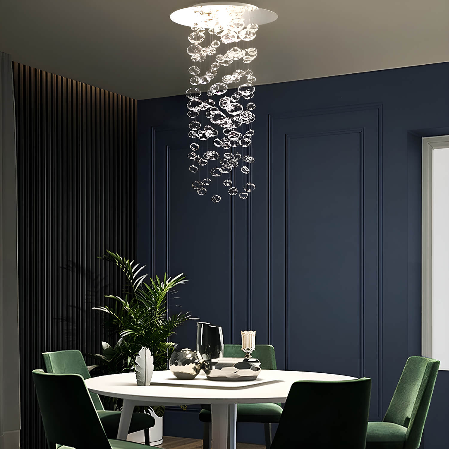 Round Base Bubble Glass Chandelier - Ceiling Light -dining room-1 |Feyran