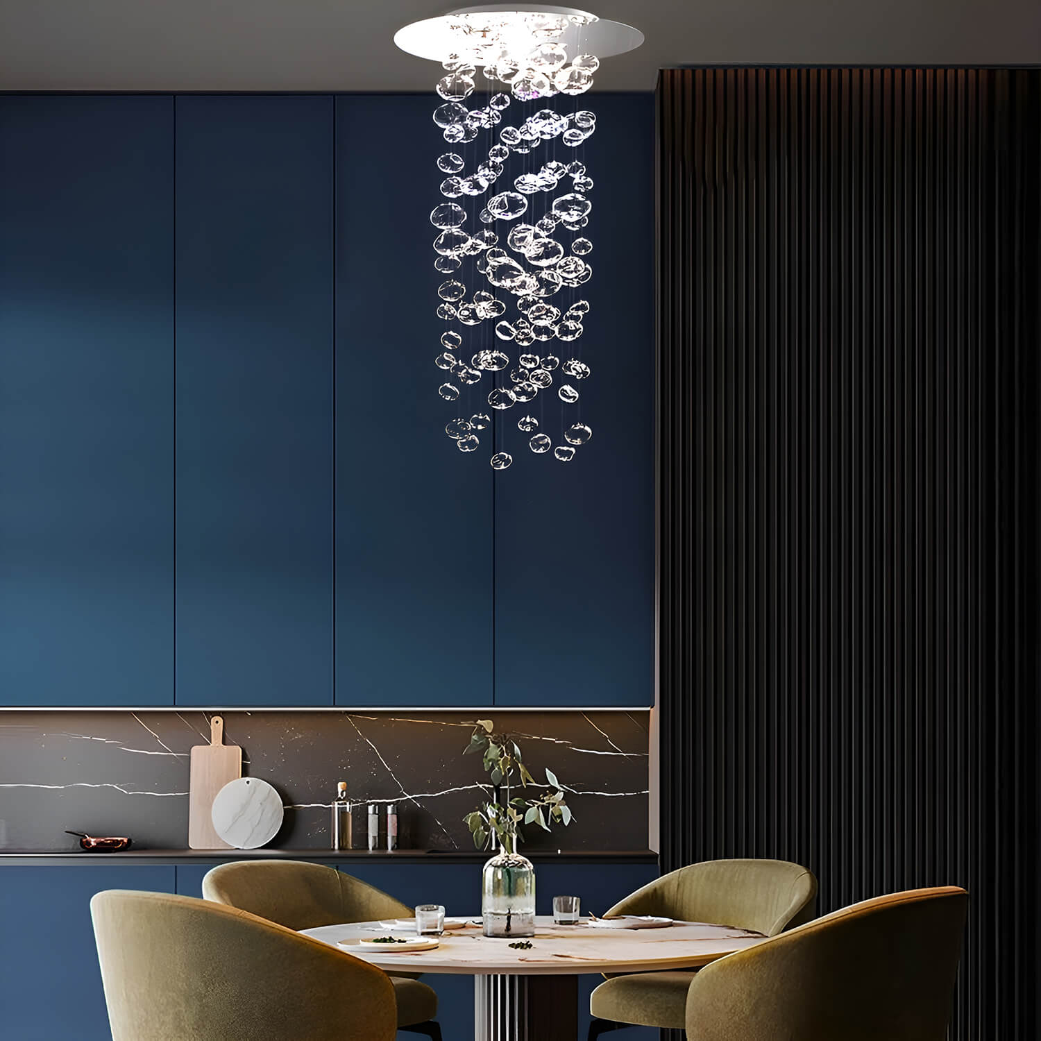 Round Base Bubble Glass Chandelier - Ceiling Light -dining room-2 |Feyran
