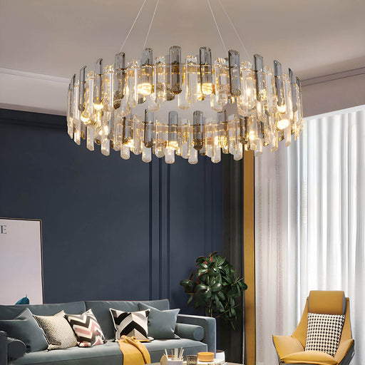 Round Glass Shade Gold Chandelier | Feyran