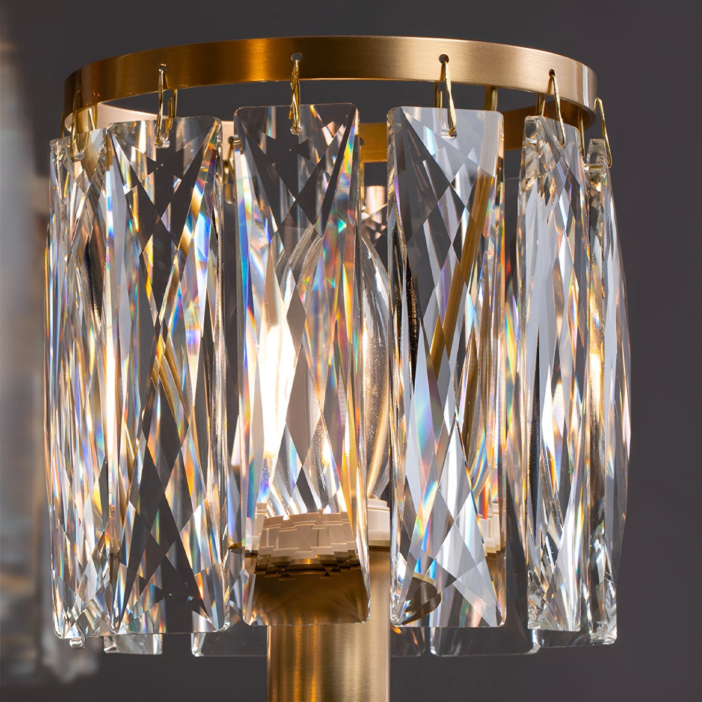 Round Modern Rustic Crystal Brass Chandelier - Crystal Detail-1 | Feyran