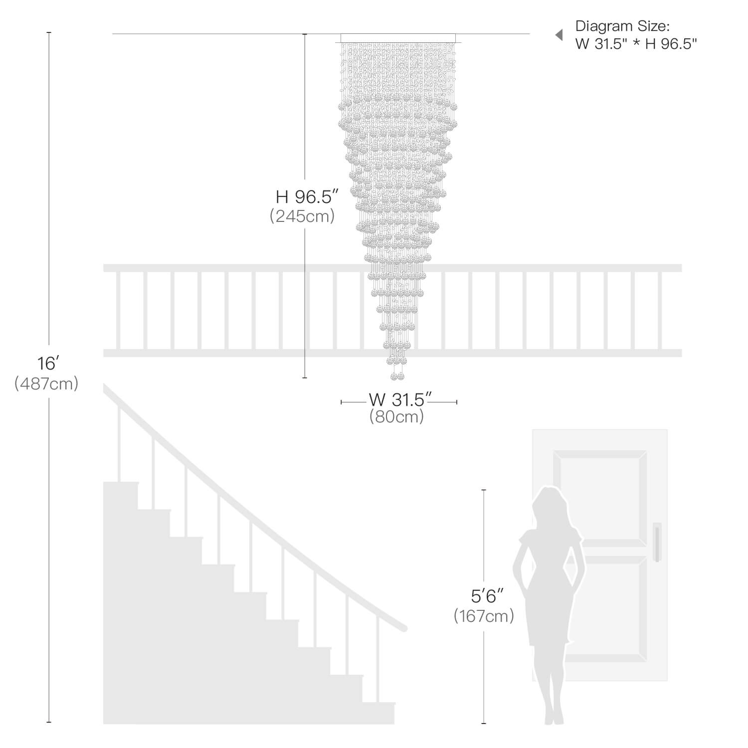 Round Raindrop Crystal Chandelier for Foyer-Size | Feyran