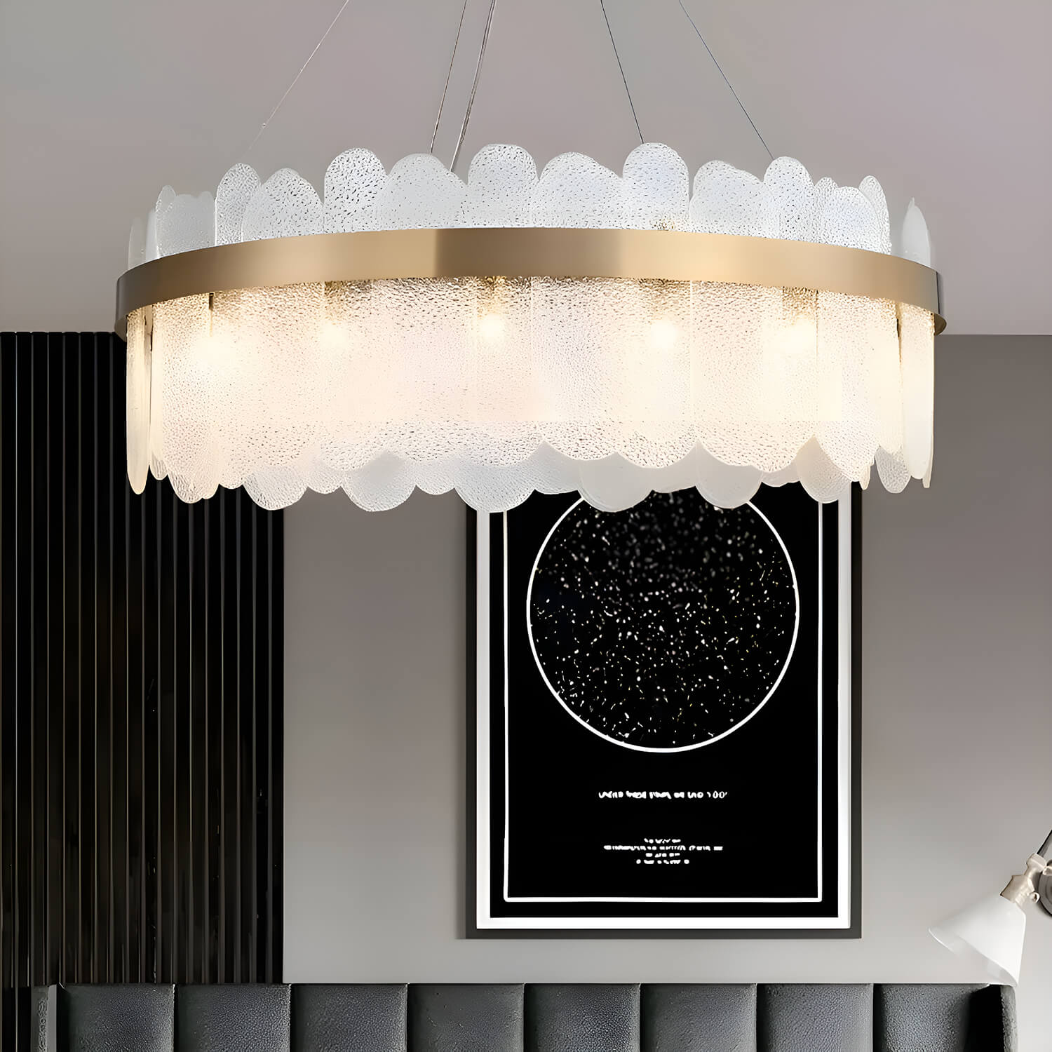 Round Tiered Clear Glass Chandelier-Living Room-1 |Feyran