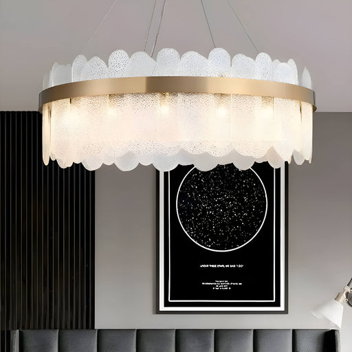 Round Tiered Clear Glass Chandelier-Living Room-1 |Feyran