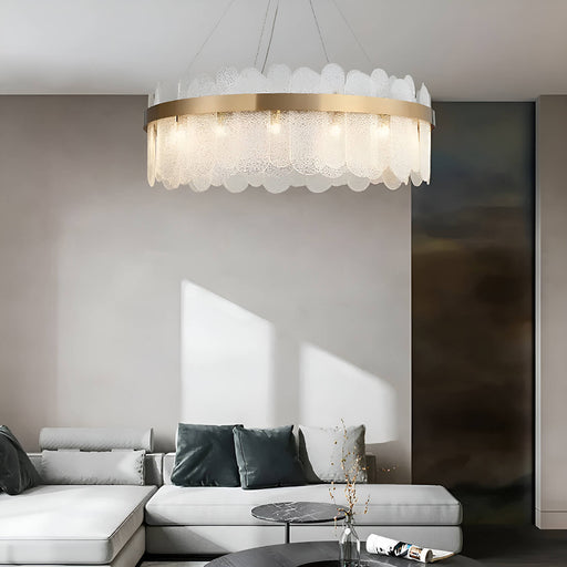 Round Tiered Clear Glass Chandelier-Living Room-2 |Feyran