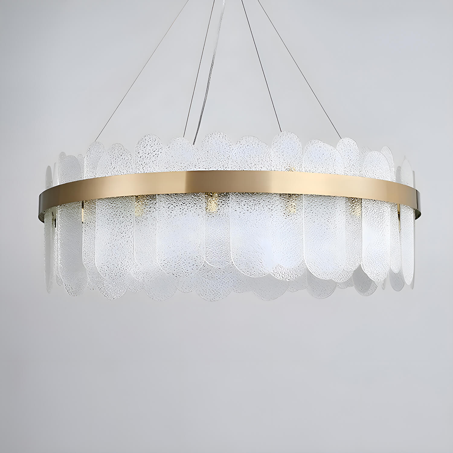 Round Tiered Clear Glass Chandelier-Light-off-6 |Feyran