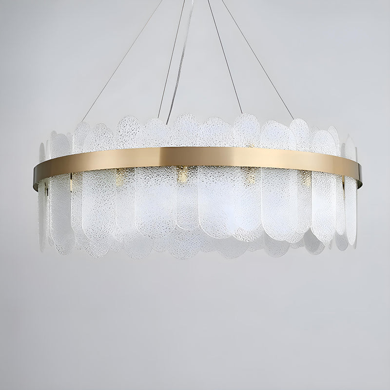 Round Tiered Clear Glass Chandelier-Light-off-6 |Feyran