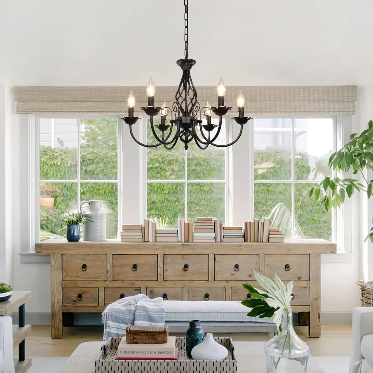 rustic-farmhouse-wrought-iron-candle-chandelier-in-living-room-ch407-20250620-Feyran-lighting
