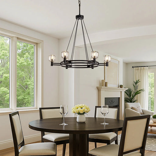rustic-round-chandelier-with-glass-shades-installed-in-the-dining-room-ch460-20250903-Feyran-lighting