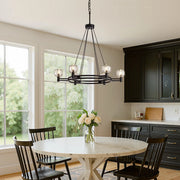 rustic-round-chandelier-with-glass-shades-installed-in-the-dining-room-ch460-20250903-Feyran-lighting