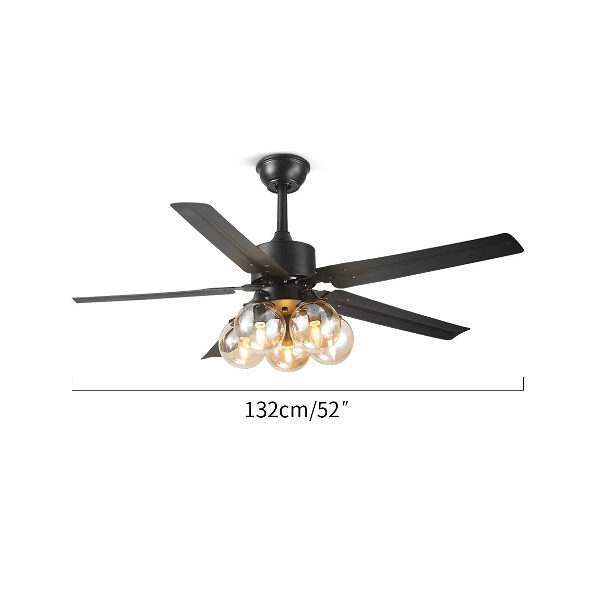 Feyran American Retro Glass Globe Ceiling Fan Light