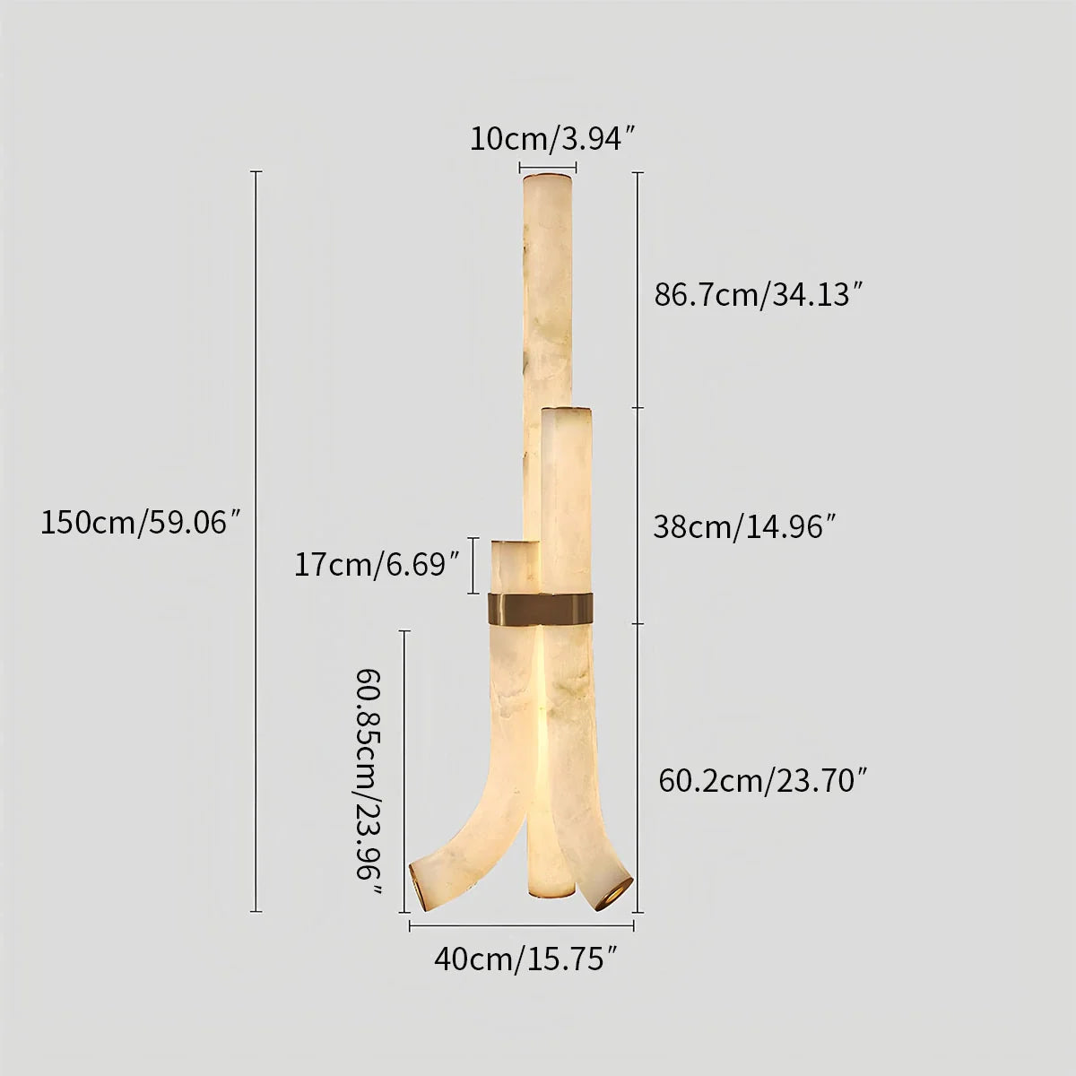 Feyran Copper & Natural Spanish Alabaster Piped Floor Lamp