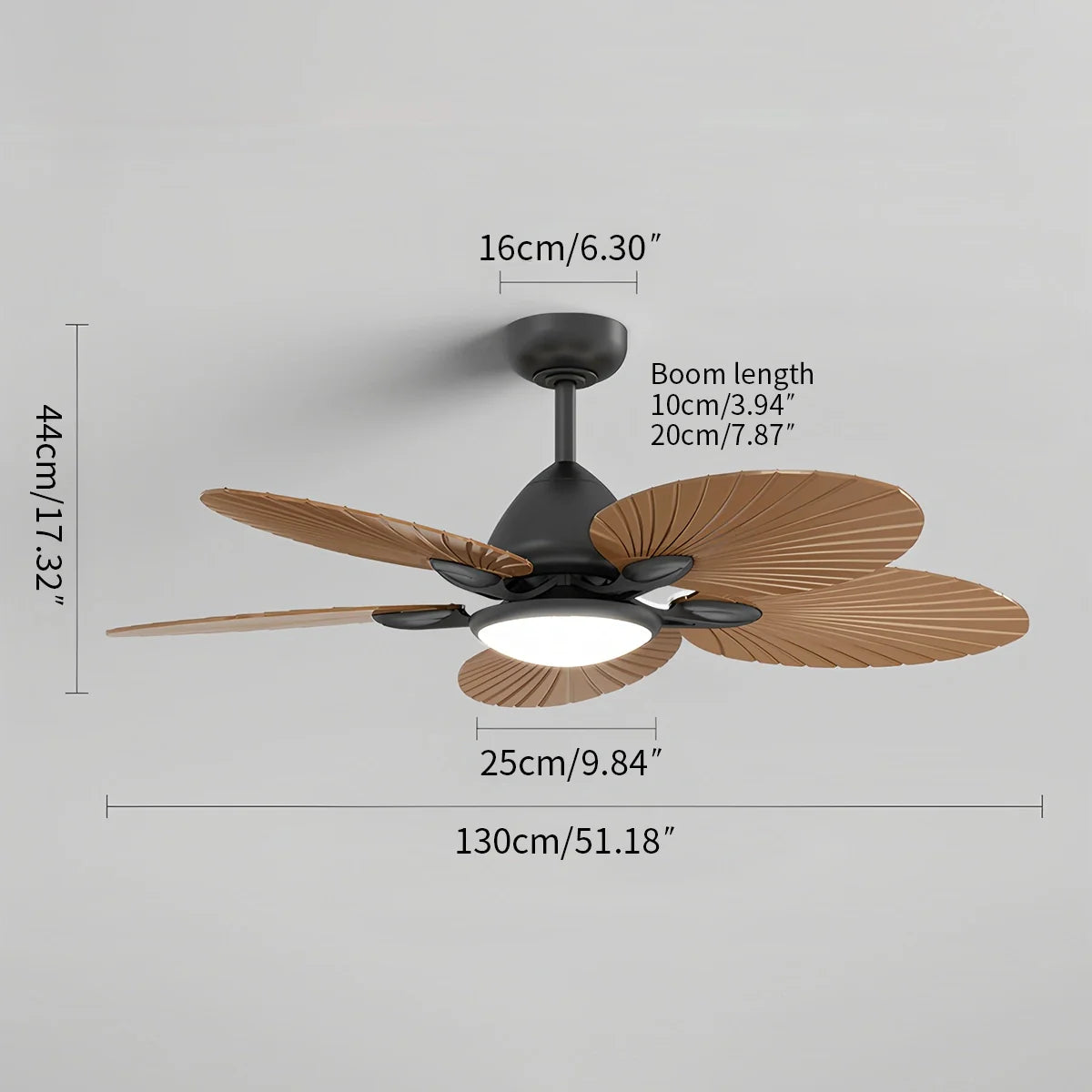 Feyran 5-Blade Palm Leaf Ceiling Fan with Light