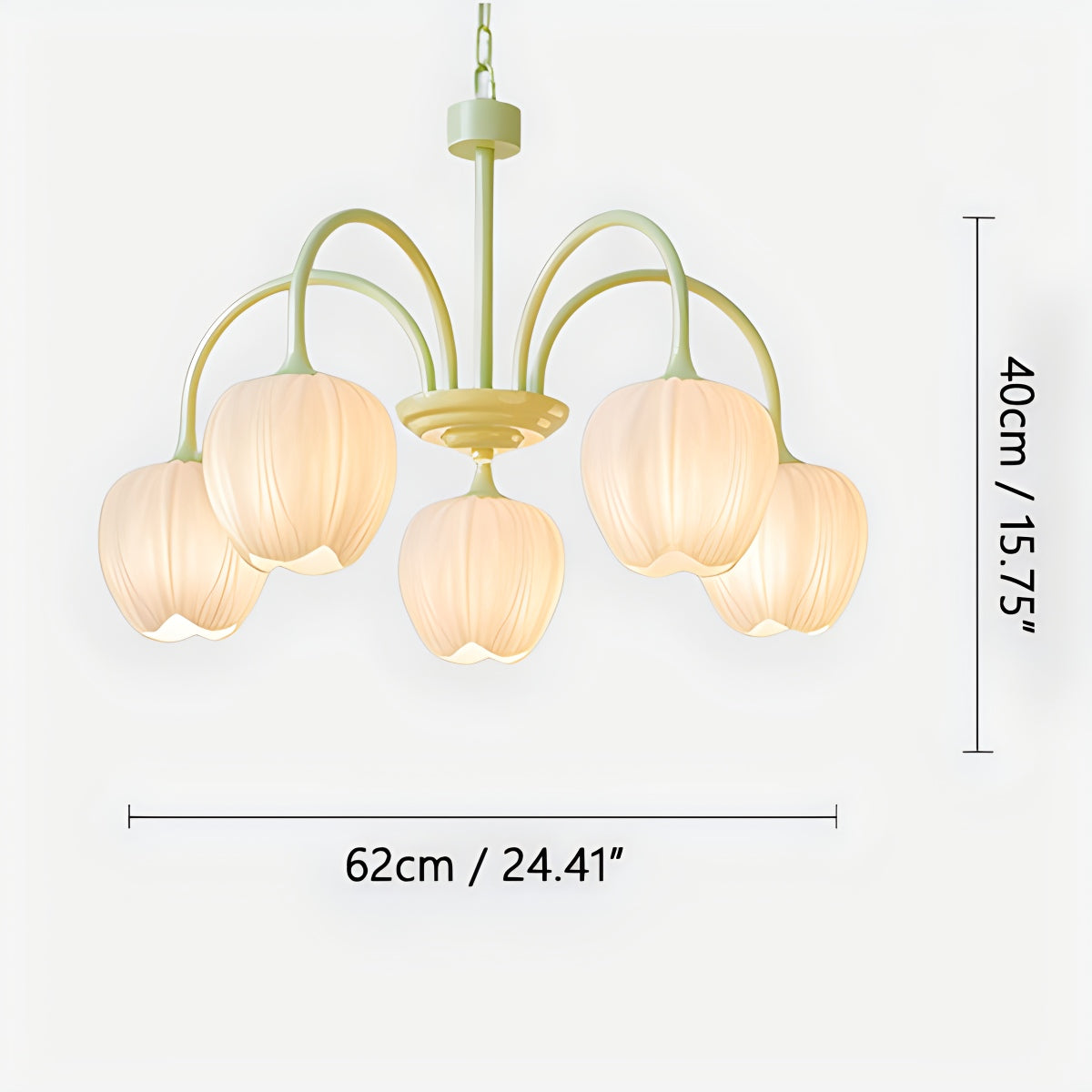 Feyran French Romance Tulip Matcha Chandelier