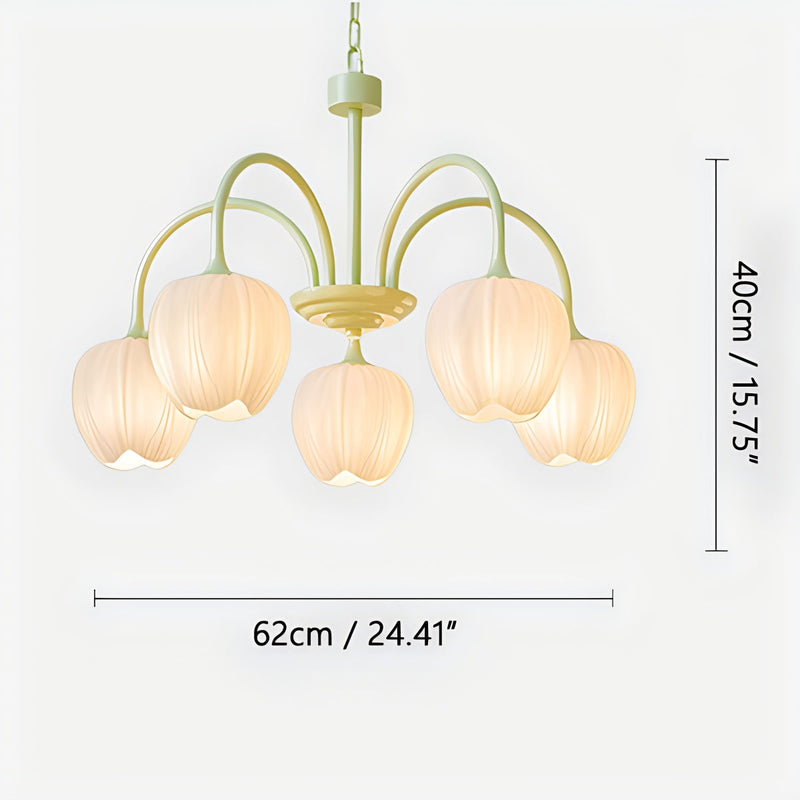 Feyran French Romance Tulip Matcha Chandelier