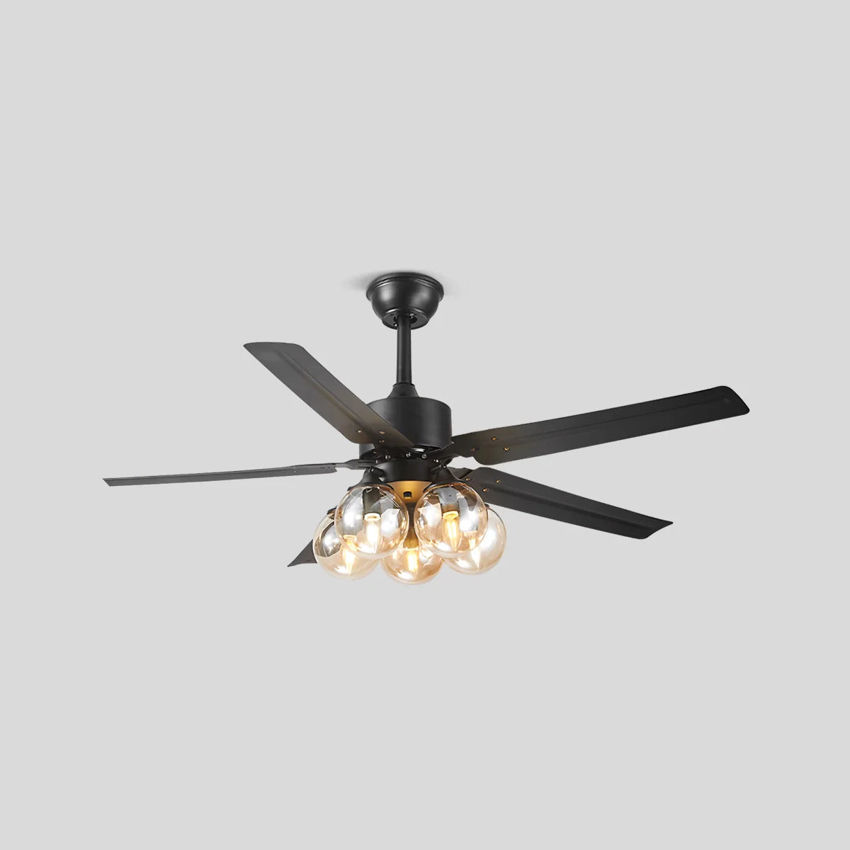 Feyran American Retro Glass Globe Ceiling Fan Light