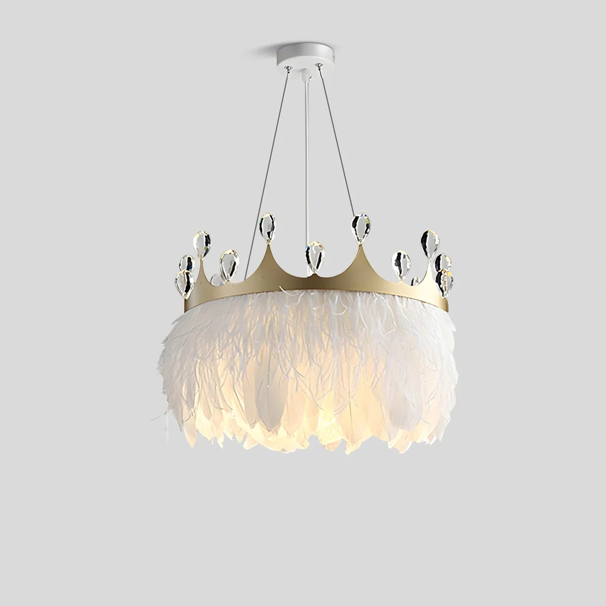 Feyran Nordic Feather Crystal Crown Chandelier