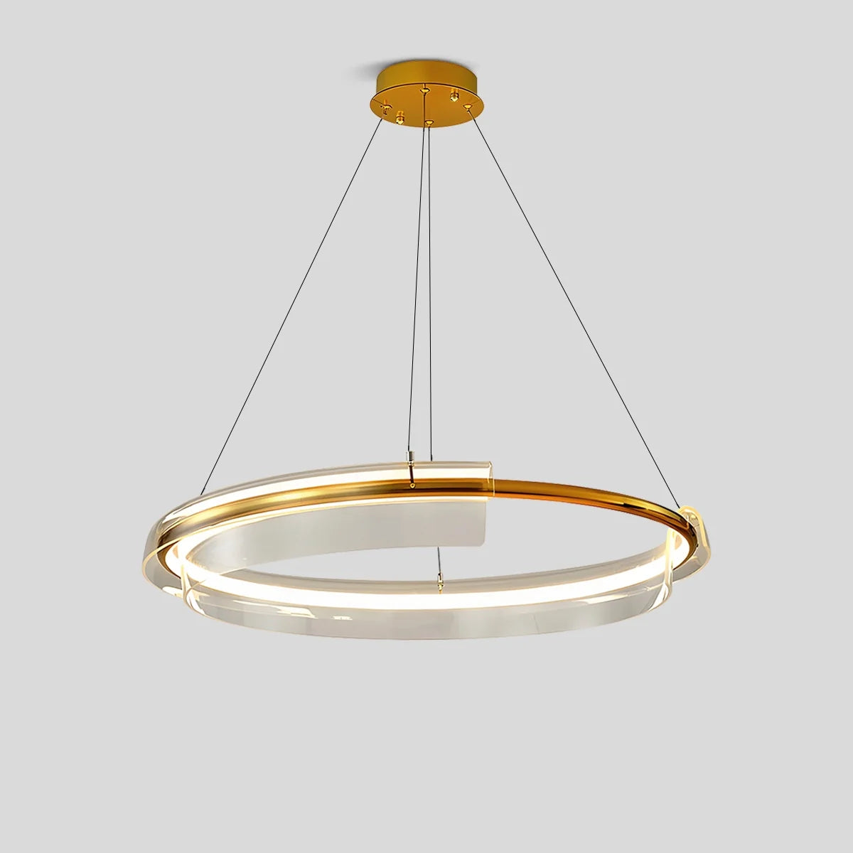 Feyran Iron Acrylic Circular Chandelier for Living Room