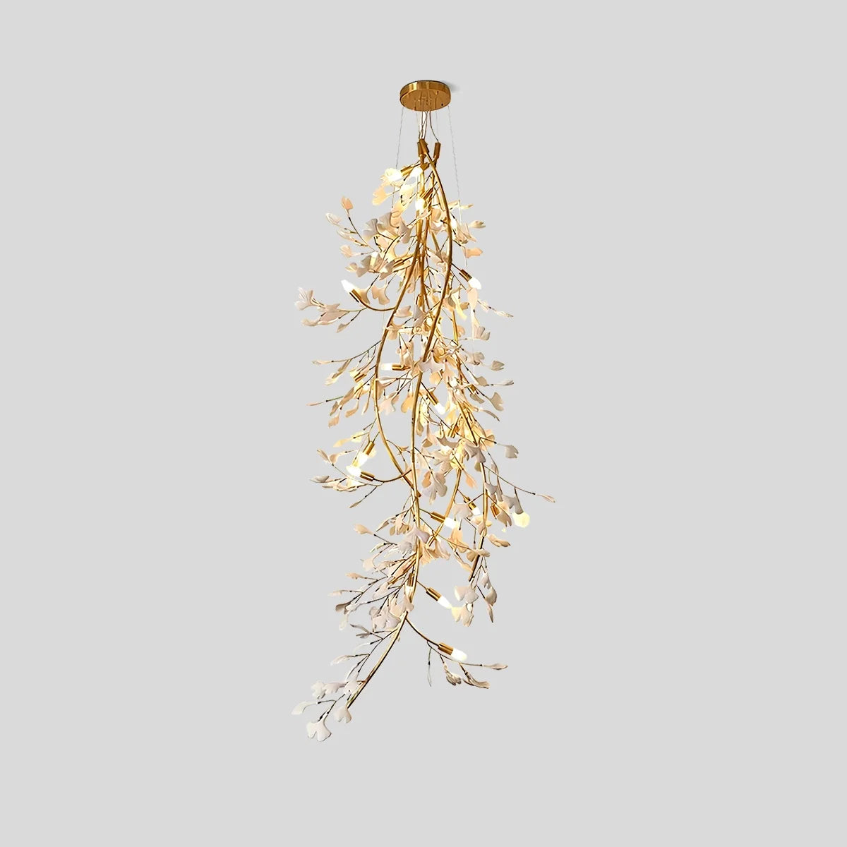 Feyran Ginkgo Long Branch Chandelier for High Ceiling